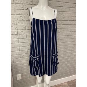 Lucy Love Blue / White Striped Halter Mini Dress Size S